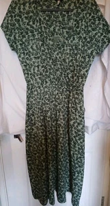 Joules Green Floral Short Sleeve Dress Size 14 - Picture 1 of 9