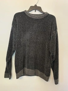 Craft & Barrow Size M Gray and Black Chevron Sweater Vintage 80s Look - Picture 1 of 5