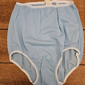 VTG NOS LeVoys 100% Nylon Brief Granny Panties Underwear Size 5 Sm Med Blue High - Picture 1 of 9