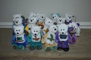 Lot Of 14 Limited Treasures State Quarter Beanie Coin Bears W/Tags - Picture 1 of 12