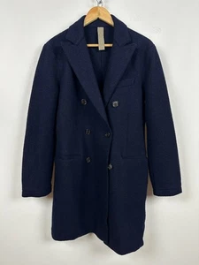 Men's Eleventy Double Breasted Navy Blue Wool Coat Size 48 - Picture 1 of 24