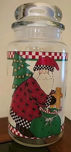 Barattolo di vetro vintage 1997 Debbie Mumm Natale / Babbo Natale 8,5" usato in ottime condizioni - Foto 1 di 7