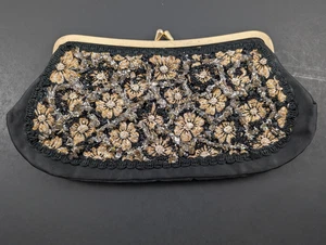 Vintage Caron of Houston Perlen Goldrahmen Handtasche Handtasche Kiss Lock 11,5" - Bild 1 von 17