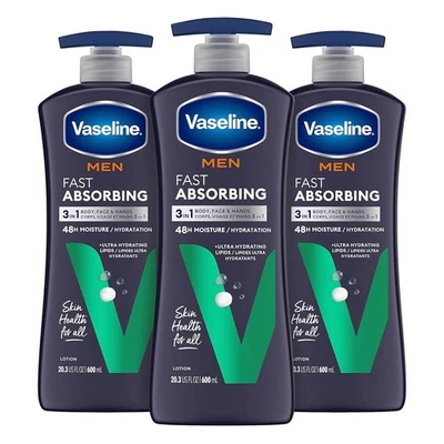 Vaseline Men’s Healing Moisture Lotion 20.3oz Pack of 3 Fast Absorbing - Image 1 of 4