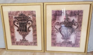 Two Tuscan Urn Vase Renaissance Art Prints Gold Gilt Framed 24 x 30 - Picture 1 of 12