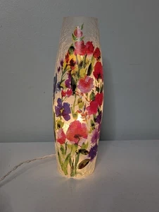 Vaso illuminato floreale dipinto a mano vetro smerigliato crepitante colorato decorazione artistica fiori selvatici - Foto 1 di 5