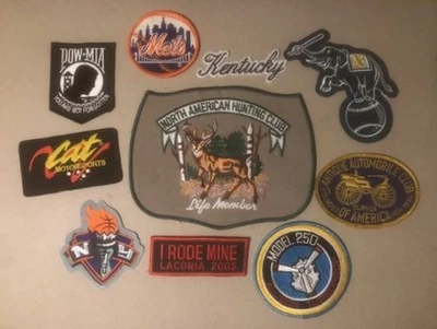 Patch Lot Of 10 Assorted - Sports  Auto POW-MIA etc - some Iron On some sew on - Image 1 of 3