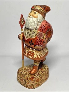 Arte popolare russa legno intagliato dipinto a mano ~ miniatura 4,5" BABBO NATALE - Foto 1 di 21