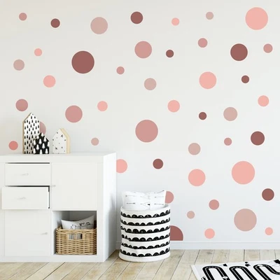100 Kreise Wandtattoo Set Rosa-Pink Aufkleber Folie Kinderzimmer Babyzimmer Y035 - Bild 1 von 4