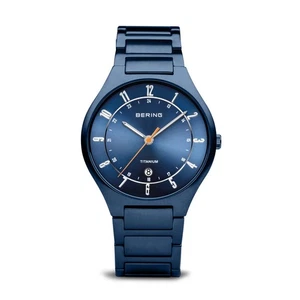 Bering Time - Quarz - dunkelblaue Herrenuhr Titan mit Sonnenschliff Zifferblatt - 11739-797 - Bild 1 von 10