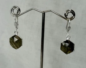 Silberblättrige Labradorit Sechseck Anhänger Ohrringe, 1,50" - Bild 1 von 7