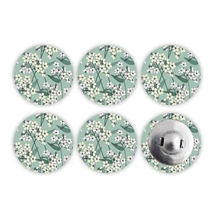 Fabric Coated Flower Pattern DIY Sewing Buttons Clothes Set Of 6 z967 - Picture 1 of 3