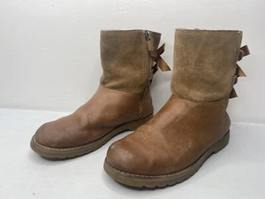 Ugg Australia Girl's Bailey Bow 1108190K Leather Boots Brown Woman’s Size 4 - Picture 1 of 12