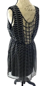 Vestido para mujer Band of Gypsies talla XS negro blanco libélula celosía espalda sol LB2 - Imagen 1 de 6