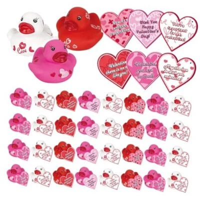 30 Piezas Regalos de San Valentín para Niños para Aula - Lindos Patos de Goma de San Valentín  Foto 1 de 4
