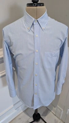 Aramis Men's 15.75/40 Button Up Light Blue & White Striped Dress Shirt - Image 1 of 4