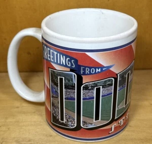 Vintage 90s Greetings From Los Angeles Dodgers Stadium MLB Baseball Ceramic Mug - Picture 1 of 8