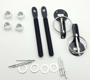 Black Quick Release Bonnet Pin Heavy Duty Steel Hood Pins Set for Racing Car  - Picture 1 of 1
