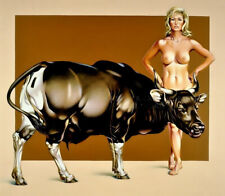 vintage art Pop Black bull Pin-up Girls  Kunstwerk Bild  canvas Collection Mel 5