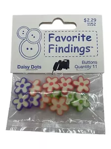 Vintage Favorite Findings Daisy Dots 11 Piece Floral Flower Buttons NOS - Picture 1 of 3
