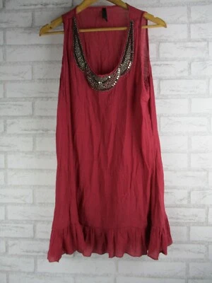 Vestido recto Crossroads para mujer granate 14 sin mangas con cuentas cuello redondo  Foto 1 de 4