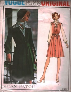 2937 Vintage Vogue Sewing Pattern Misses 1970s Jean Patou Dress Jumper Shirt 10 - Picture 1 of 2