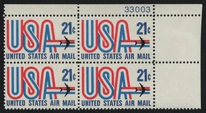 #C81 21c USA and Jet, Plate Block [33003 UR] Mint **ANY 5=FREE SHIPPING** - Picture 1 of 1