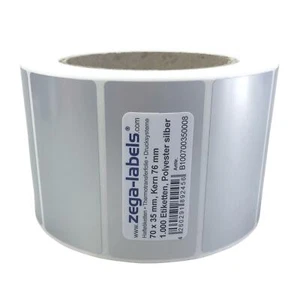 Thermotransfer Etiketten Rolle 70x35mm PET Polyester Folie silber Typenschilder - Bild 1 von 1