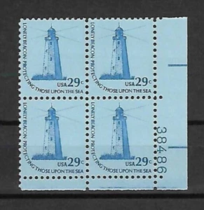 US Sandy Hook Lighthouse Americana Series 29c Stamp Plate Block of 4 Scott #1605 - Picture 1 of 1