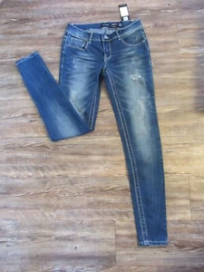 Neu mit Etikett Ranbeeri Skinny Damenjeans 5/28 blau Denim distressed Stretch niedriger Bund - Bild 1 von 12