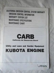 Kubota Emission Control Information Manual for Utility Lawn and Garden Tractors - Picture 1 of 8