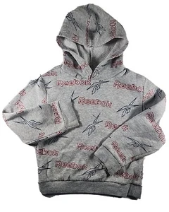 Reebok Gray Pullover Hoodie Sweatshirt Graphic Logo Design Boys Size 6 Small - Picture 1 of 11