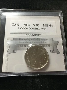 2008 Logo Dbl "8", Coin Mart Graded Canadian,  5 Cent, **MS-64** - Imagen 1 de 11