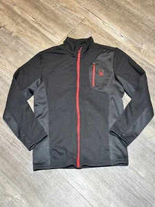 Spyder Jacket Youth Black Red Lg 14/16 Full Zip Fleece Lined Ski Hike Outdoor - Picture 1 of 6