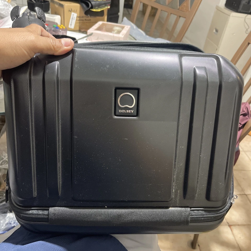 Delsey Wheeled Rolling Travel Bag Black Hard Case Handle Carry On Luggage - Image 1 of 4