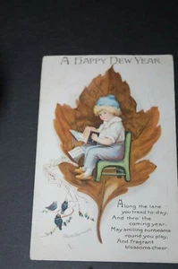 ALTE POSTKARTE "EIN FROHES NEUES JAHR" SIGNIERT ELLEN H. CLAPSADDLE STEMPEL 1920 - Bild 1 von 3