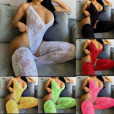 TECH-LINE-DIRECT FASHION ACCESSORIES Full Body Erotic Lingerie Lace Bodystocking Dress Sexy Fishnet Bodysuit Outfit