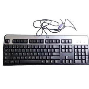 HP 434820-001 Black + Silver PS/2 Wired Keyboard - Picture 1 of 5