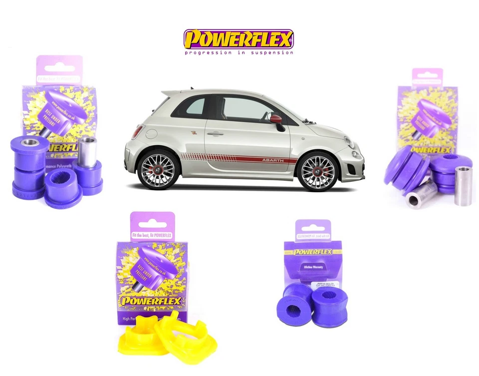 Kit Boccole Silent Block Powerflex Avantreno + Supporto Motore Abarth 500 1.4  - Immagine 1 di 1