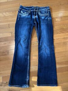 VIGOSS Jeans Women's 7/8 Chelsea Bootcut Dark Wash Blue Stretch Denim Low Rise