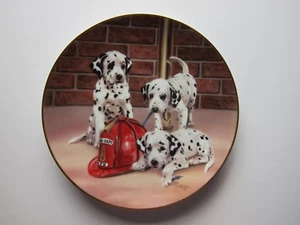 Firehouse Frolic Dalmatiner Firefighter 1992 8" Princeton Gallery Plate  - Bild 1 von 3