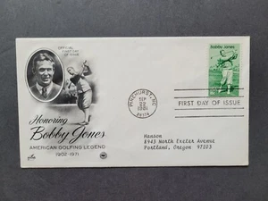 Cubierta del primer día 1981 Honoring BOBBY JONES American Golfing Legend (1902-1971) - Imagen 1 de 2