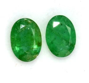 7x5 mm Certified Natural Emerald Oval Cut Pair 1.48 CTS Untreated Loose Gemstone - Picture 1 of 5