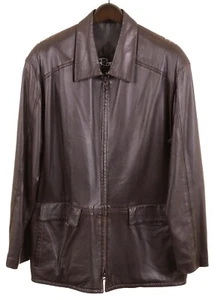 Abrigo Chaqueta de Cuero Remy Hecho en EE. UU. Marrón Guante Suave Cuero con Cremallera Completa 42 - Imagen 1 de 11