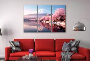 Fuji Cherry Blossoms 3 & 4 Panels Australian Made Wall Canvas High Quality - Picture 1 of 7