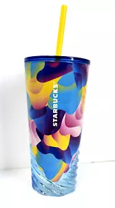 2024 Sommer Starbucks Glas Swirl Farbverlauf Blütenblatt Multi Color Tumbler 18oz Neu - Bild 1 von 6