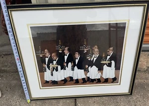 Signed Framed Print "Charge of the Flower Bottle Brigade" by Guy Buffet 30x36 - Picture 1 of 5