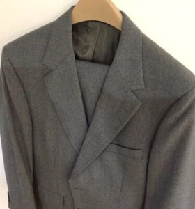 Mens Private Label Wilson’s Wool Blend Vintage Dk Gray Stripe Suit 39S 34” 27.5 - Picture 1 of 9