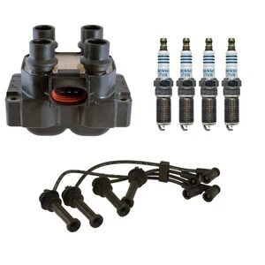 Denso 2 Ignition Coil Wires & 4 Denso Platinum Spark Plugs Kit For Escort 2.0 L4 - Picture 1 of 1