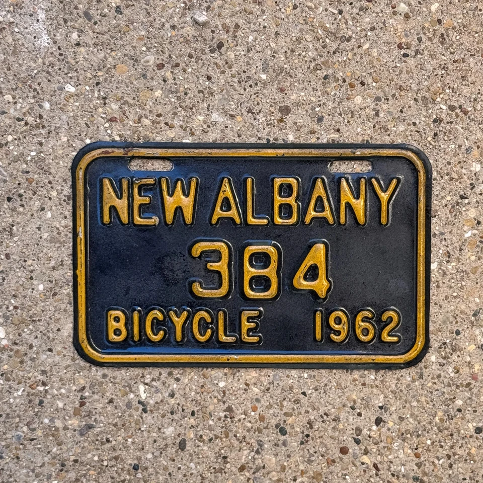 Indiana 1962 matrícula de bicicleta etiqueta automática garaje nueva bicicleta Albany 384 Foto 1 de 1